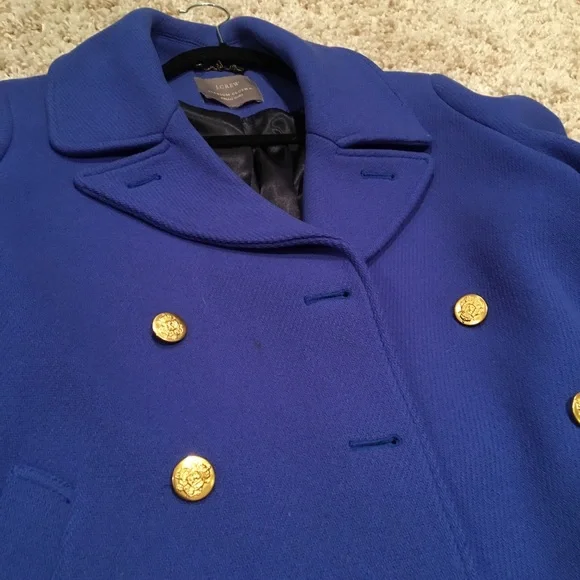 J. Crew Blue Pea Coat with Gold Buttons - Picture 5 of 7
